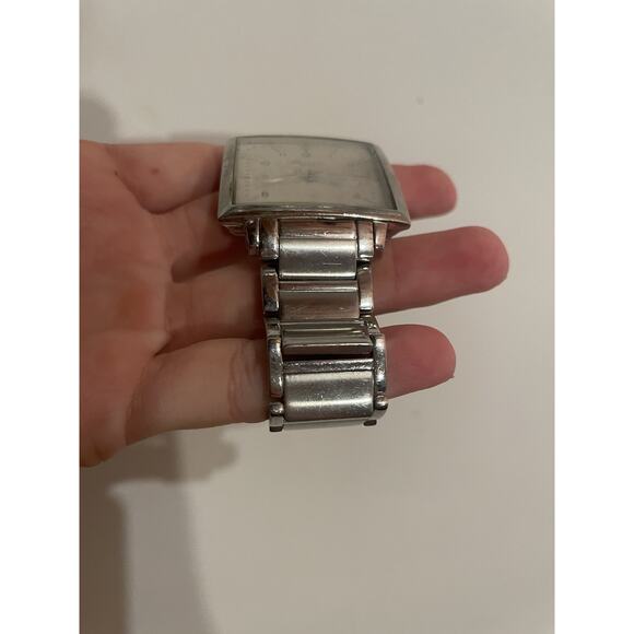 Kenneth Cole Men's Square Shape Silver Black Strap Dress Watch- Needs New Batte - Picture 4 of 5